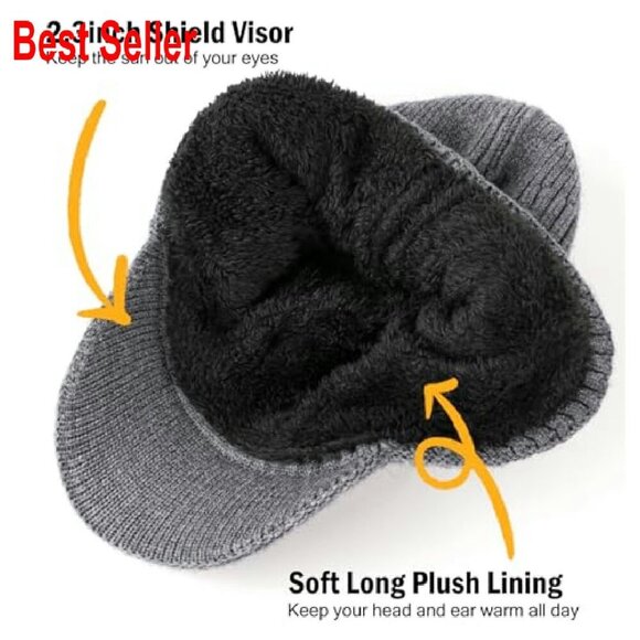 Winter Beanie with Brim Ear Flaps Fleece Lined Knit Hat Outdoor Adventure main image 7